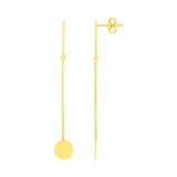 14K Yellow Gold Chain Dangle Earrings with Polished Circles-rx64130