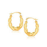 10k Yellow Gold Oval Twist Hoop Earrings-rx86215