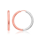 14k Rose & White Gold Hinged Hoop Earrings-rx76803