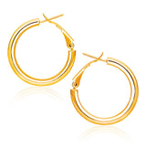 14k Yellow Gold High Polish  Hoop Earrings (0.78 inch Diameter)-rx85379
