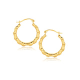 10k Yellow Gold Branch Motif Hoop Earrings-rx88839
