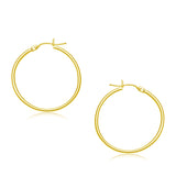 14k Yellow Gold Polished Hoop Earrings (30 mm)-rx89632