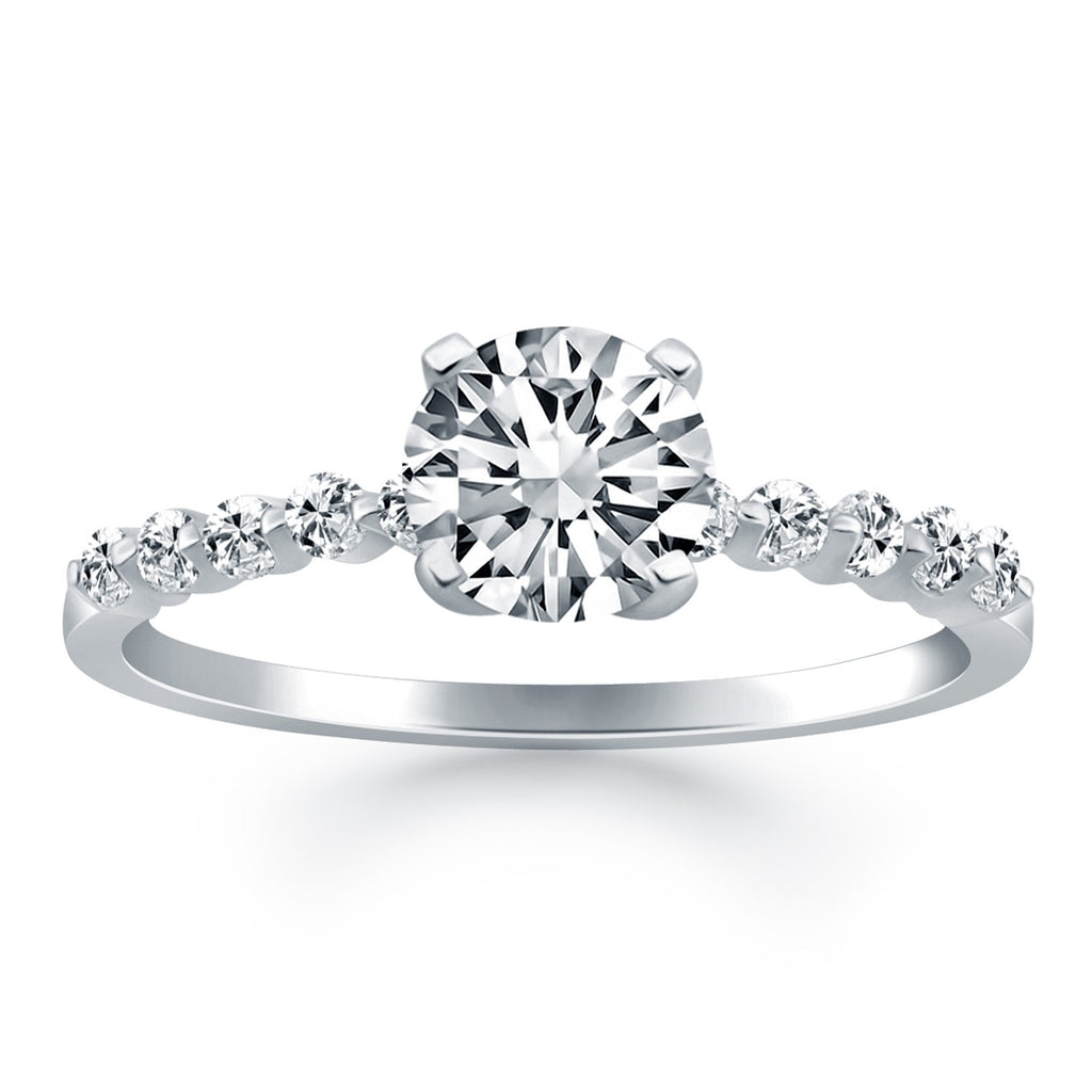 14k White Gold Diamond Engagement Ring with Shared Prong Diamond Accents-rxd86403y28bt