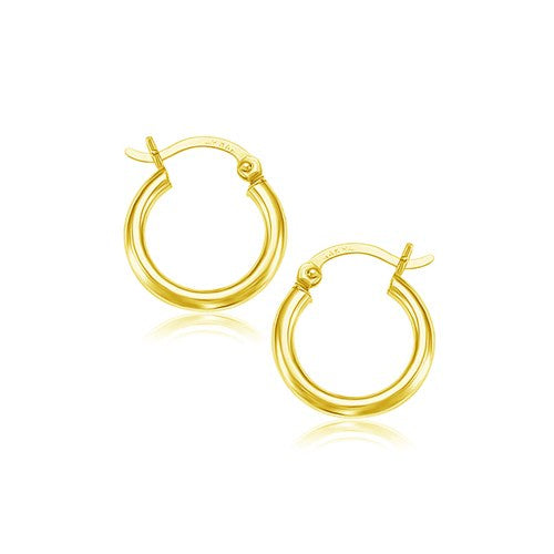 14k Yellow Gold Polished Hoop Earrings (15 mm)-rx90094