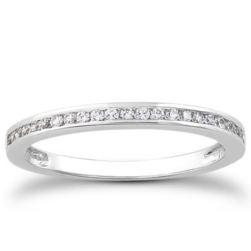 14k White Gold Slender Channel Set Diamond Wedding Ring Band Set 1/2 Around-rxd87443y28bt