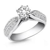 14k White Gold Cathedral Double Row Pave Diamond Engagement Ring-rxd87075y28bt