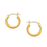 14k Yellow Gold Fancy Diamond Cut Hoop Earrings (5/8 inch Diameter)-rx90284