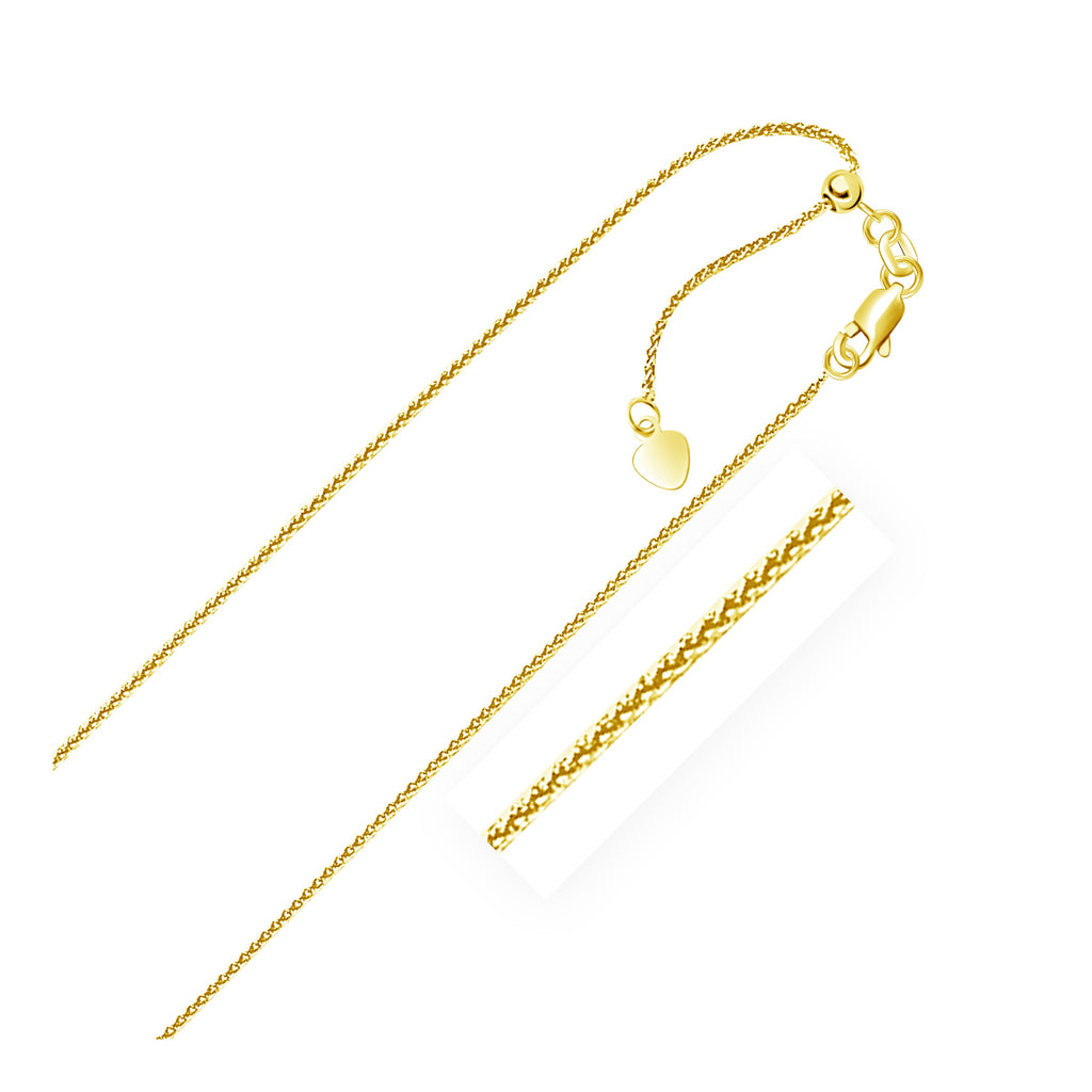 14k Yellow Gold Adjustable Wheat Chain 1.0mm-rx91236-22
