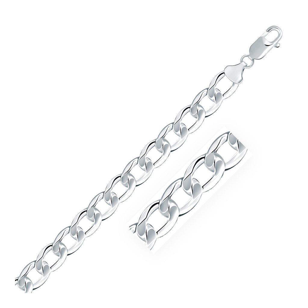 Rhodium Plated 8.4mm Sterling Silver Curb Style Chain-rx86558-22