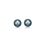 14k Yellow Gold Cultured Black Pearl Stud Earrings (6.0 mm)-rx91902