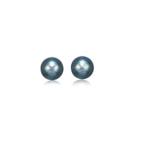 14k Yellow Gold Cultured Black Pearl Stud Earrings (6.0 mm)-rx91902