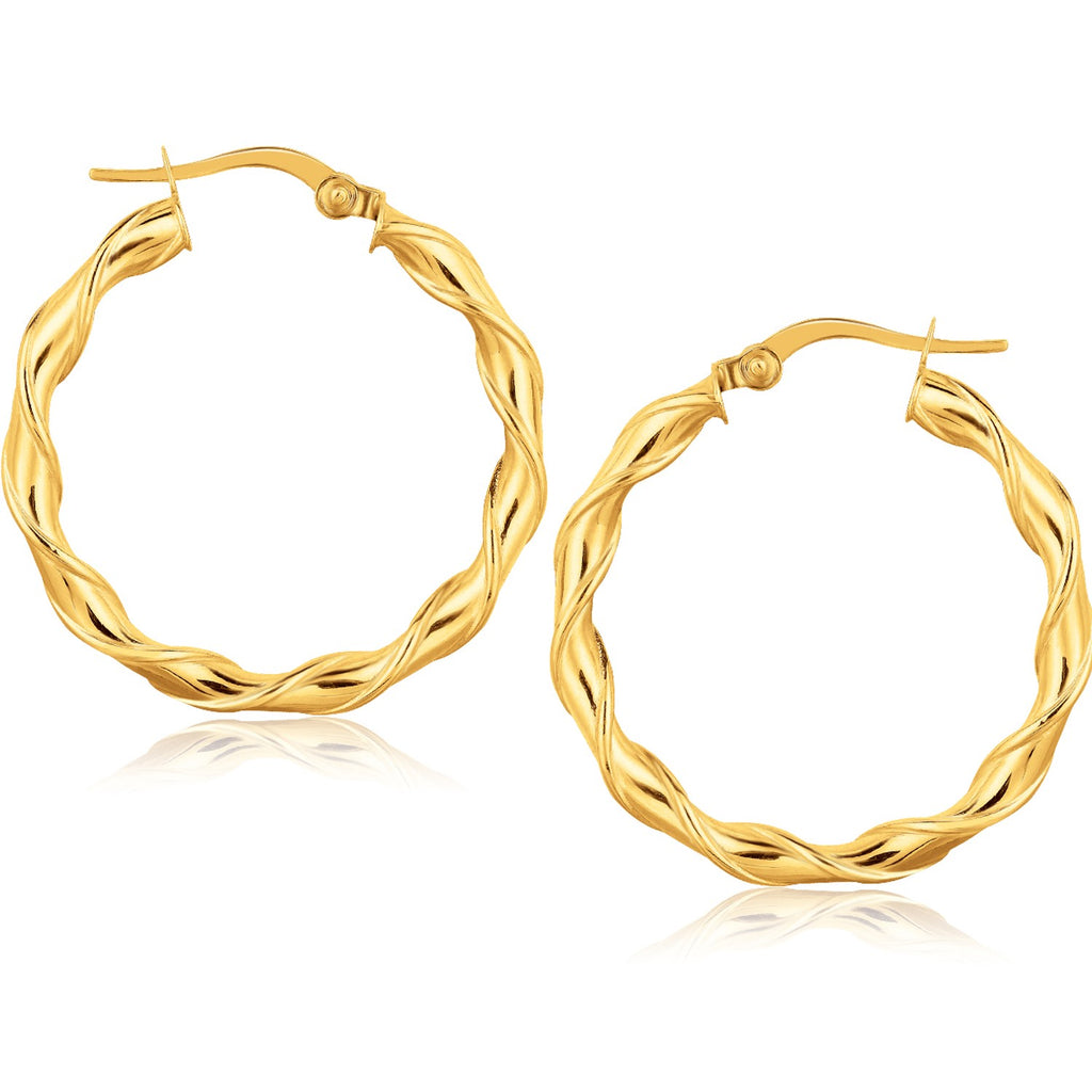 14k Yellow Gold Hoop Earrings (1 1/8 inch)-rx94056