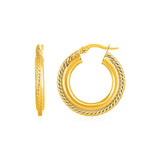Rope Texture Hoop Earrings in 14k Yellow Gold-rx64344