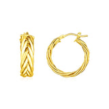 14k Yellow Gold Braided Hoop Earrings-rx64469