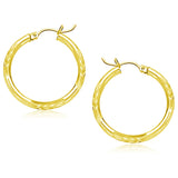 14k Yellow Gold Diamond Cut Hoop Earrings (25mm)-rx95275