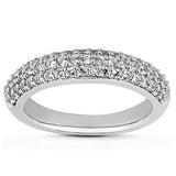 14k White Gold Triple Multi-Row Micro- Pave Diamond Wedding Ring Band-rxd95233y28bt