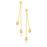 14k Yellow Gold Double Drop Long Earrings-rx96661