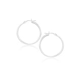 14k White Gold Polished Hoop Earrings (20 mm)-rx99536