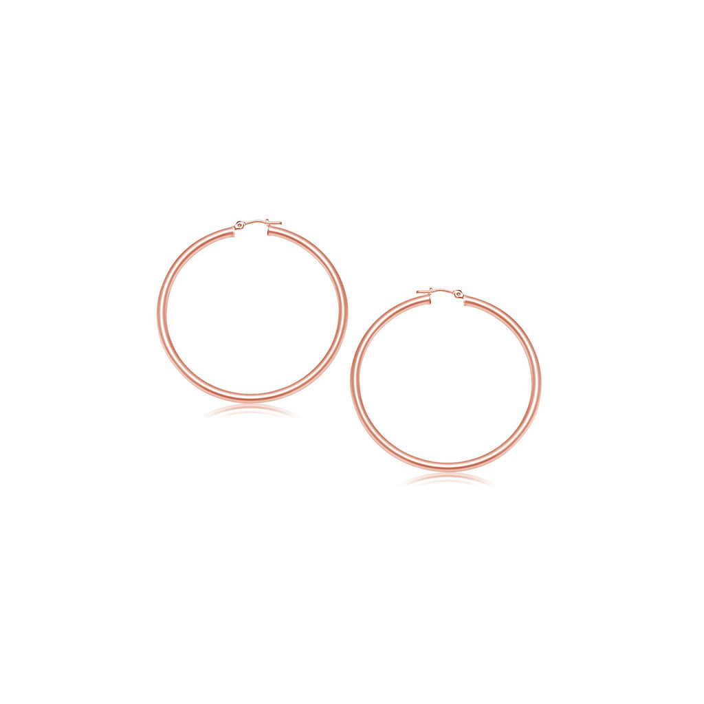 14k Rose Gold Polished Hoop Earrings (15 mm)-rx99853