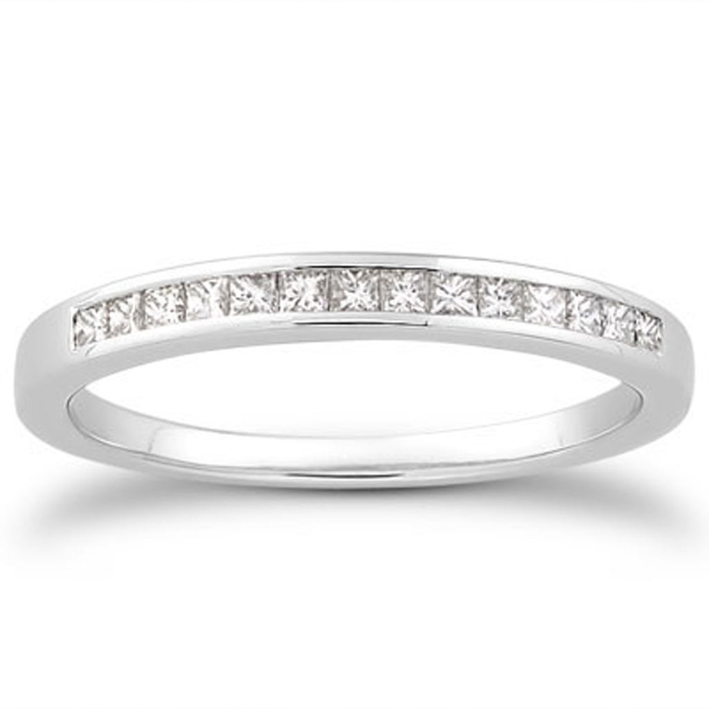 14k White Gold Channel Set Princess Diamond Wedding Ring Band-rxd98796y28bt