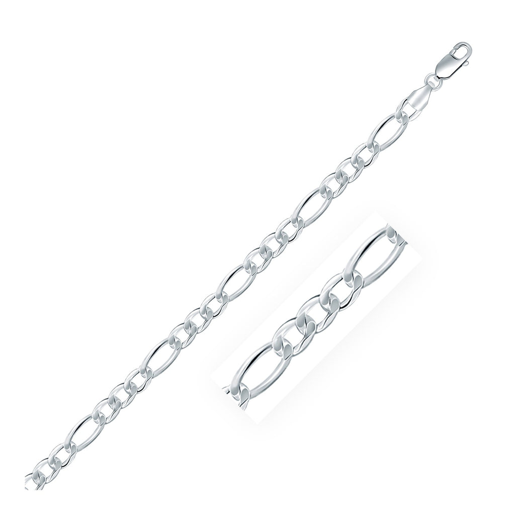 Rhodium Plated 5.5mm Sterling Silver Figaro Style Chain-rx96497-22
