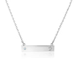 Sterling Silver 18 inch Bar Necklace with Diamond and Engraved Heart-rx62237-18