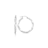 Sterling Silver Polished Spiral Motif Hoop Earrings-rx84426