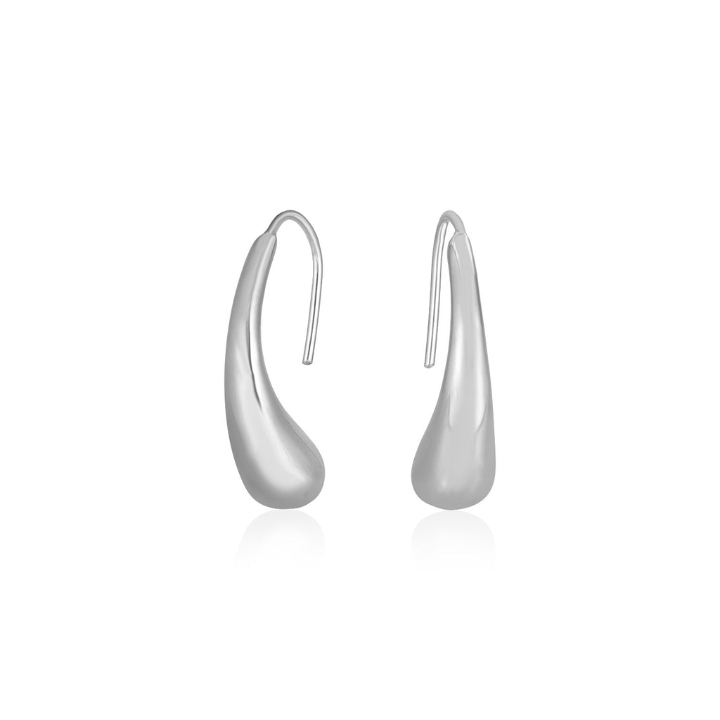14k White Gold Puffed Teardrop Earrings-rx85773