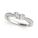 Two Stone Diamond Ring With Milgrain Design In 14k White Gold (3/4 cttw)-rxd9462y28bt