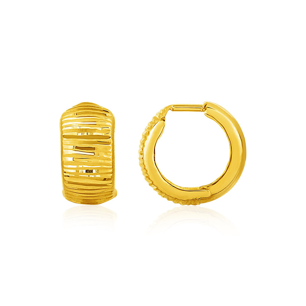 Reversible Textured and Smooth Snuggable Earrings in 10k Yellow Gold-rx17557
