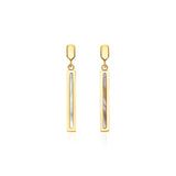 14k Yellow Gold Bar Drop Earrings with Mother of Pearl-rx24063