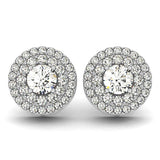 14k White Gold Double Halo Round Diamond Earrings (1 1/4 cttw)-rx60257