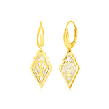 14K Yellow Gold Art Deco Earrings with Mother of Pearl Inlay-rx4544