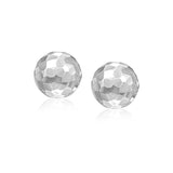 14k White Gold 7mm Round Faceted Style Stud Earrings-rx26752