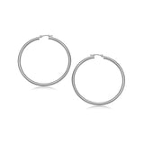 10k White Gold Polished Hoop Earrings (25 mm)-rx51167