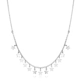 Sterling Silver Necklace with Polished Stars-rx69730-18