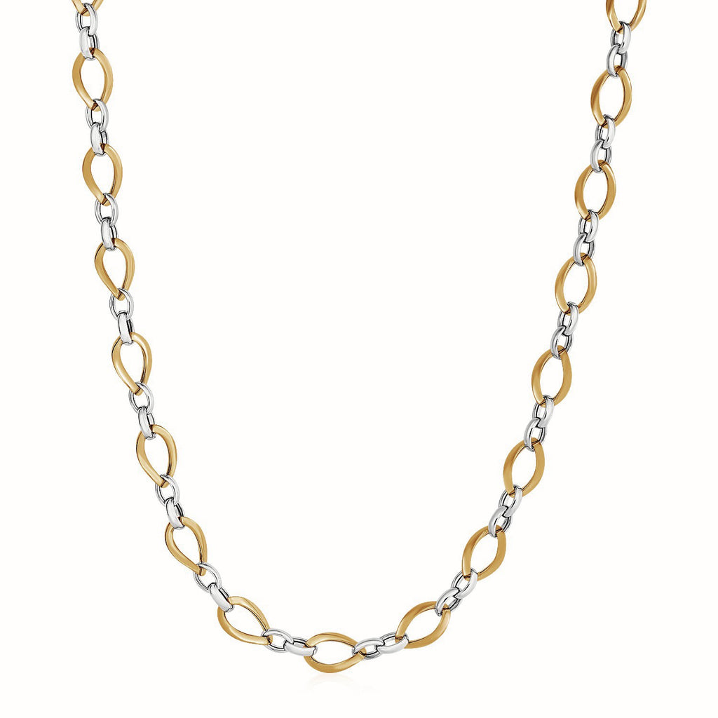 Twisted Oval Chain Necklace in 14k Two Tone Goldrx99966-18-rx99966-18