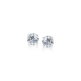 14k White Gold 3mm Faceted White Cubic Zirconia Stud Earrings-rx11875