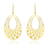 14k Yellow Gold Teardrop Filigree Design Graduated Open Teardrop Earrings-rx36484