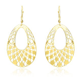 14k Yellow Gold Teardrop Filigree Design Graduated Open Teardrop Earrings-rx36484