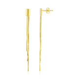 14k Yellow Gold Post Earrings with Long Chains-rx77221