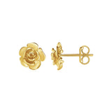 14k Yellow Gold Post Earrings with Roses-rx34449