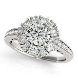 14k White Gold Antique Style Halo Round Diamond Engagement Ring (2 cttw)-rxd34760y28bt