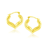 10k Yellow Gold Hoop Style Heart Shape Earrings-rx47320