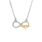 Sterling Silver Two Toned Mom Necklace with Cubic Zirconias-rx45809-18