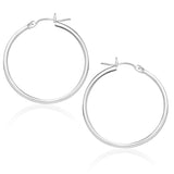 10k White Gold Polished Hoop Earrings (25 mm)-rx62985