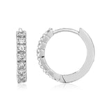Sterling Silver Hoop Earrings with Cubic Zirconias-rx63085