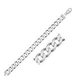 Rhodium Plated 9.5mm Sterling Silver Curb Style Chain-rx72706-22