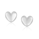14k White Gold Puffed Heart Shape Shiny Earrings-rx87875