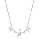 Sterling Silver Necklace with Three Starfish-rx90736-18